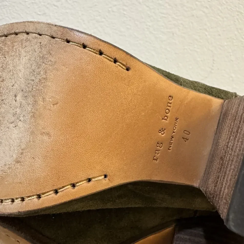 Rag & Bone Ankle Boots Womens Shoes size EU40 Harrow Green Suede Leather Booties